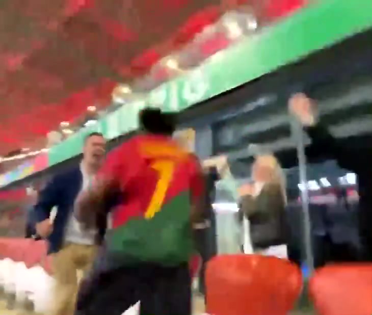 葡萄牙赢球瞬间，甲亢哥高兴的玩起了后空翻